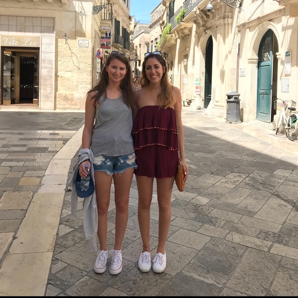 Strapless Flowy Burgundy Romper - Picture 5 of 5